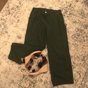 Olive Green wide leg linen pants